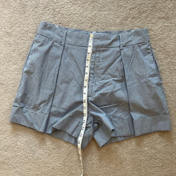 Banana Republic Factory Womens Striped Pleated High Waist Shorts Size 12 Navy - Picture 7 of 8